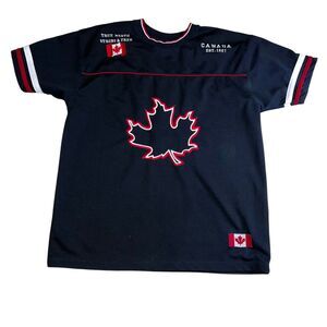 Canada Leaf Jersey Size Large Black Red Short Sleeve Pullover Jersey
